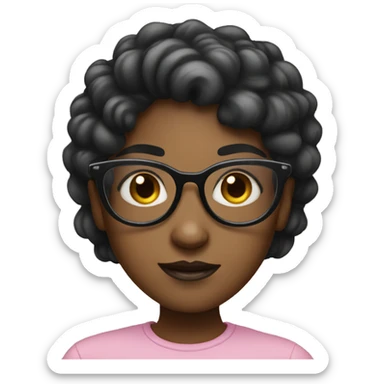 Twin tale girl with black circle glasses sticker