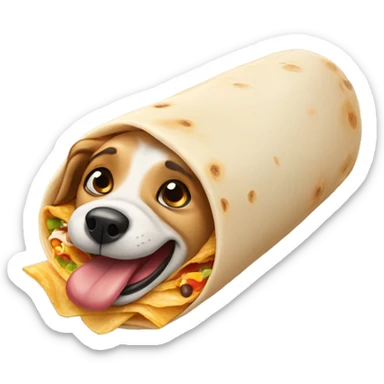 Dog eating a burrito sticker