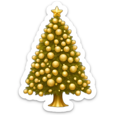 Golden New year tree sticker