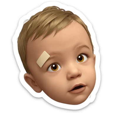 child with bandaid gazing sticker