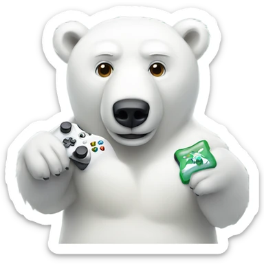 Polar bear playing on an Xbox sticker