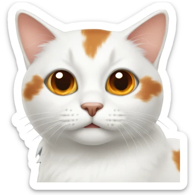 White cat with orange and brown patches sticker
