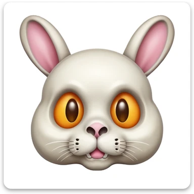 Give me an emoji of a cross eyed bunny that is combined with a 💀 that is also stressed out and overweight sticker