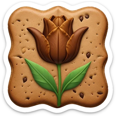 brown emojis of cookie, tulip, leaf, chocolate separately  sticker