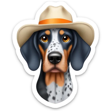 bluetick coonhound with Tennessee orange hat sticker
