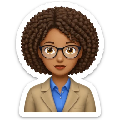Black female teacher with curly hair and no glasses sticker