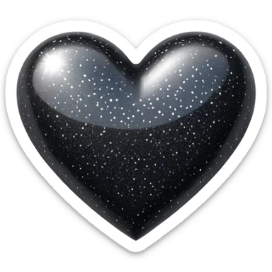 glitter black heart  sticker