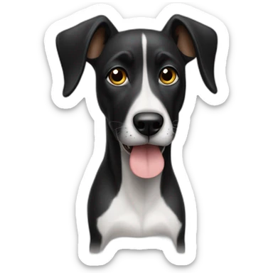 perro negro con una oreja levantada y la otra no sticker