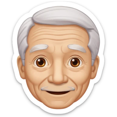 Abuelo hombre, ojos cafés, muchas arrugas, aspecto feliz, el pelo debe ser blanco no morado. sticker