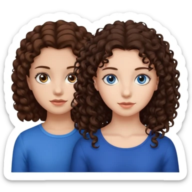 A girl with with brown hair and blue eyes and two girls with dark curly hair with brown eyes sticker