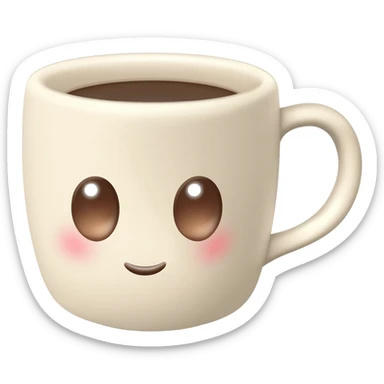 Hyperrealistic 3d rendering whimsical cute coffee mug sticker
