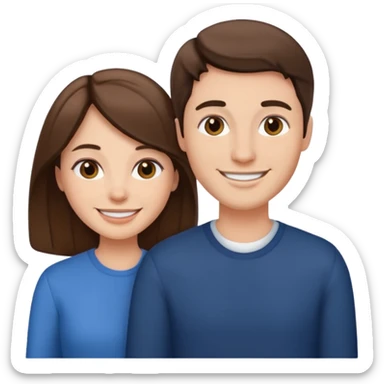  Couple with girlfriend brunettes sticker