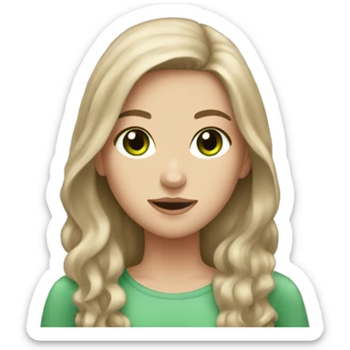 White girl with long brown hair and green eyes sticker