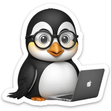 createa nice penguin and using his laptop sticker