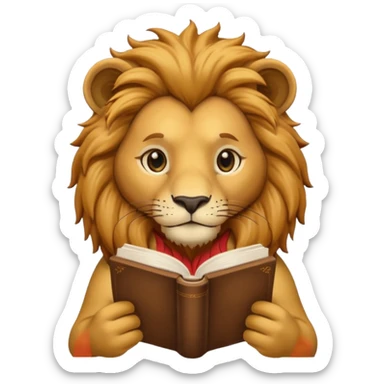 lion reading a book sticker