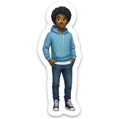 Jeune-garçon-cheveux-Noir-hoodie-bleu sticker
