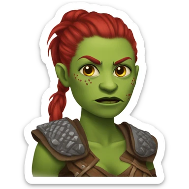 Berserker orc woman with red beard & red mohican sticker