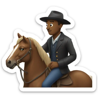 man with hat by window on a horse  sticker