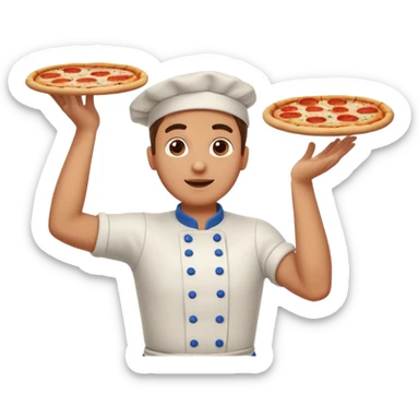 a pizzaiolo tossing pizza dough sticker