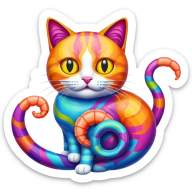 Cat with shrimp body, trippi troppi sticker