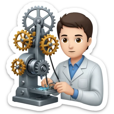 inventor creating a machine sticker