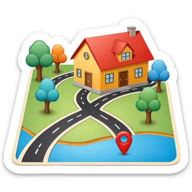 road map with home on it sticker