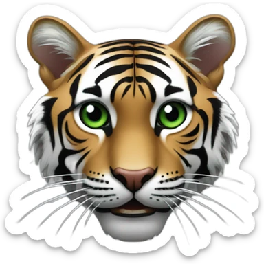 Chat tigré avec les yeux vert qui rigole sticker