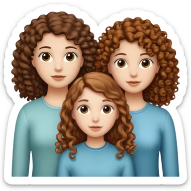 Three white girls, all of off this with brown hair but one whit straight one whit curly and one whit very curly sticker