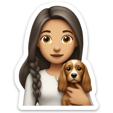 girl with long hair holding a wennie dog  sticker
