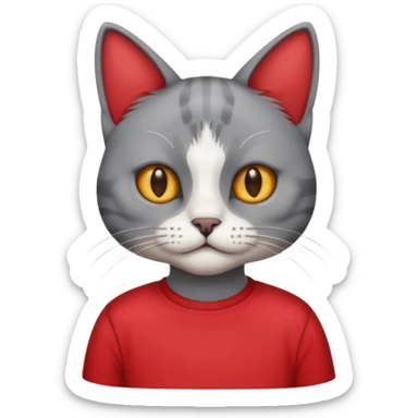 cat red shirt sticker