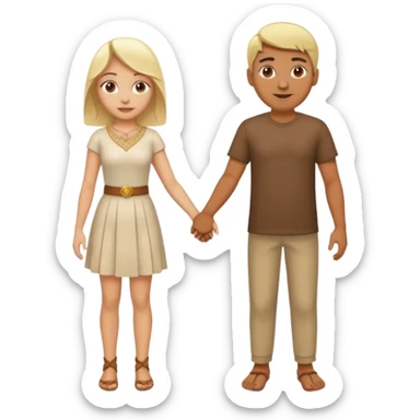 Naked Indian man and naked blonde woman holding hands sticker