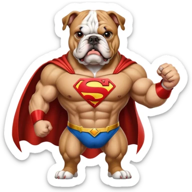 bulldog ingles traje superman sticker
