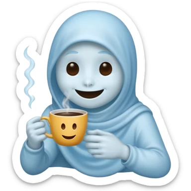 Casper the Ghost Drinks Coffee sticker