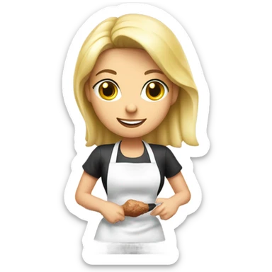 german blonde women working in kebap shop, white skin sticker