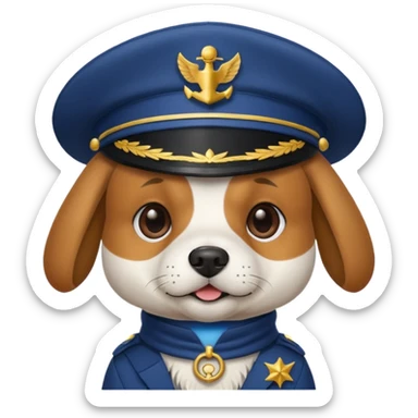 dog wearing a captain's hat sticker
