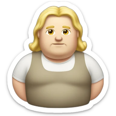 fat Blond man with long and scarce hair sticker