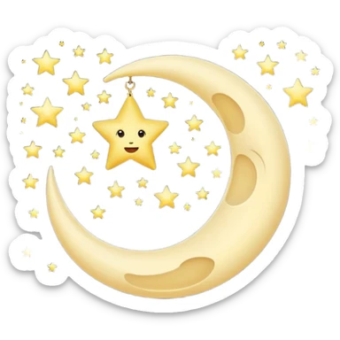crescent moon with star around it  sticker