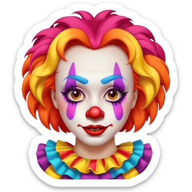 Woman in embarrassing clown makeup sticker