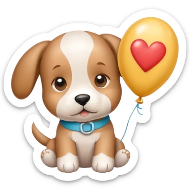 adorable puppy with bandaid and get well soon balloon sticker
