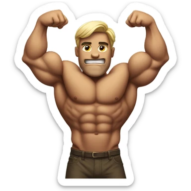 muscular flexing sticker
