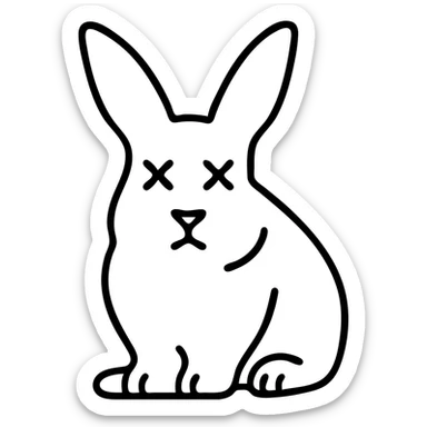 Make the rabbit look dead by adding cartoon X's for eyes, keep the exact same style, pose, and background. sticker