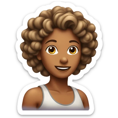 running woman with curls, tanned skin sticker