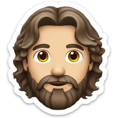 English man with long brunette hair and beard sticker