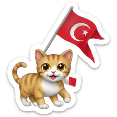 A cat carrying the Tunisian flag sticker