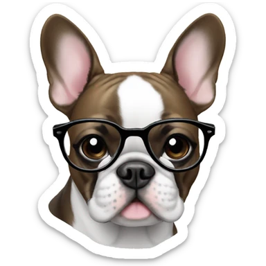 French bulldog and girl in glasses  sticker