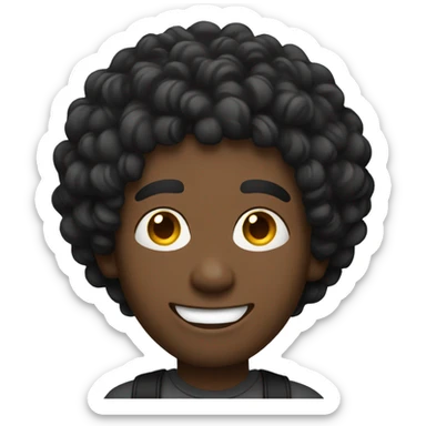 Black curl hair guy listening to music and smiling sticker