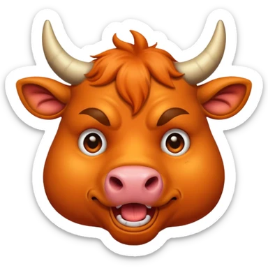 create me a color deep orange bull face that is happy, shock, celebrate, sad, mad, victory, chill sticker