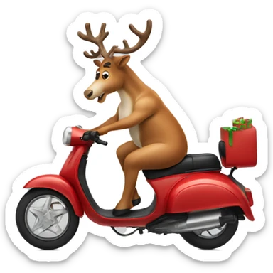 reindeer on a moped sticker