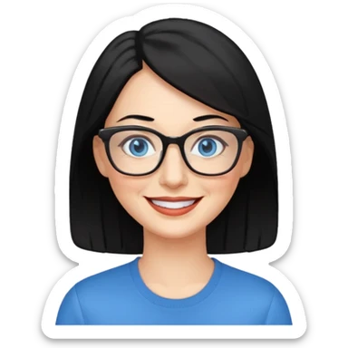 woman 50 years old, black hair, blue eyes, glasses sticker