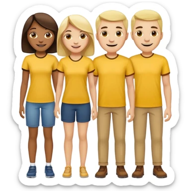 emoji cuatro personas cuerpo completo hombres y mujeres con camisa amarilla sticker